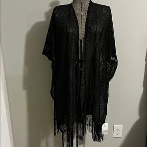 Elegant Black Fringe Kimono